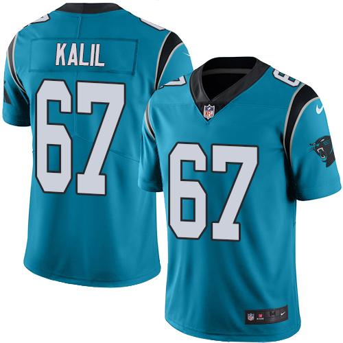 Nike Panthers #67 Ryan Kalil Blue Men's Stitched NFL Limited Rush Jersey